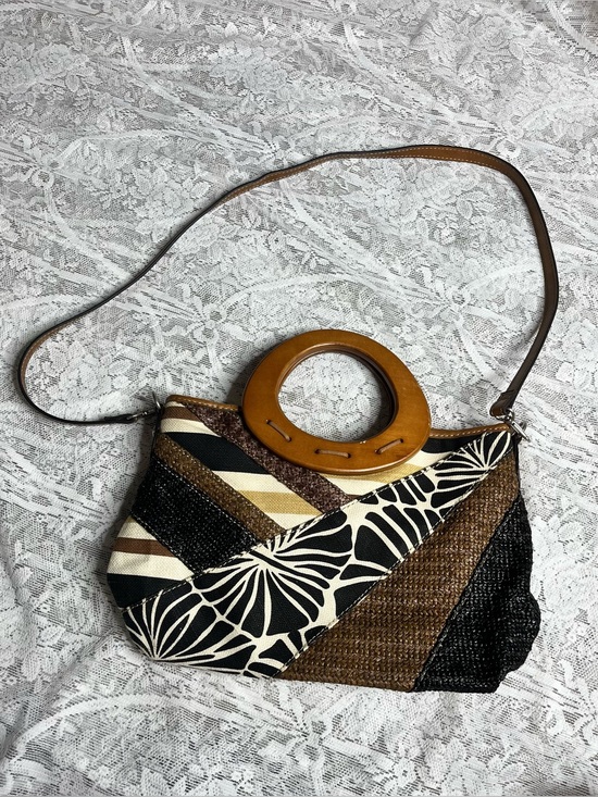 Handbags - RELIC Canvas Patchwork Satchel Handbag with Wood Handles